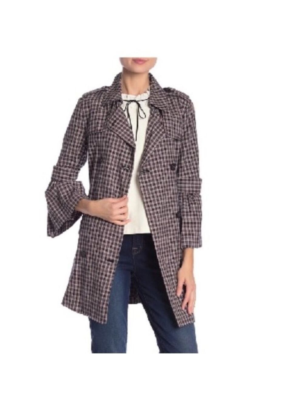14th & Union Plaid Short Trench Coat